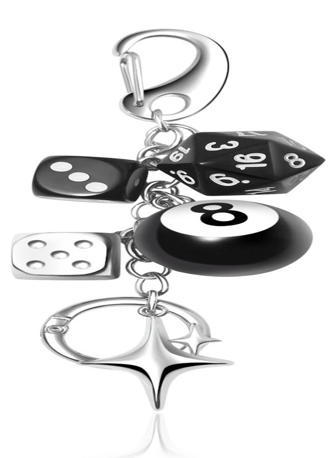Joyline Y2K Aesthetic 8 Ball Dice Charm Keychain for Women & Men Cute Bag Purse Handbag Accessories - Image 1